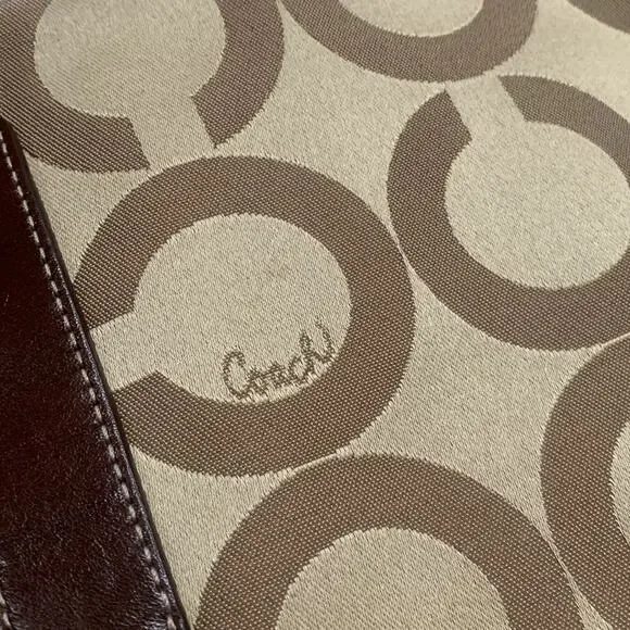 Coach Op Art Large Sabrina H0826-12943 Khaki Sateen/Leather Satchel Bag - Picture 6 of 10